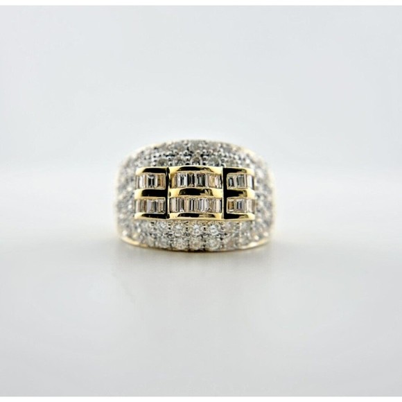 2ctw Baguette & Round Diamond Channel Set Band Ring in 18K Yellow Gold Size 7.5 - Picture 1 of 14